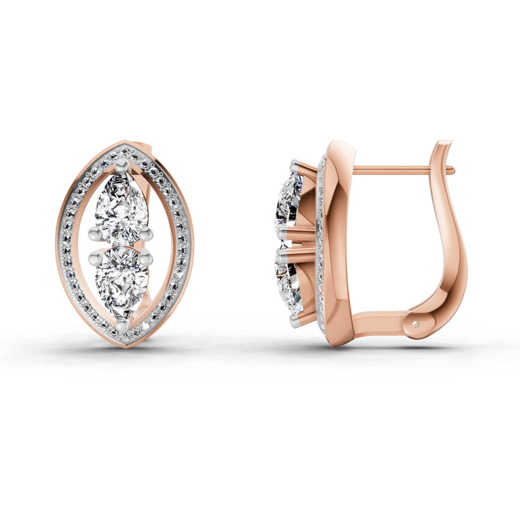 2.63 Carat Pear Shape Cluster Diamond Earrings 14K - Rose Gold
