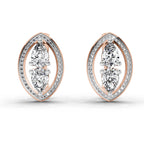 2.63 Carat Pear Shape Cluster Diamond Earrings 14K - Rose Gold