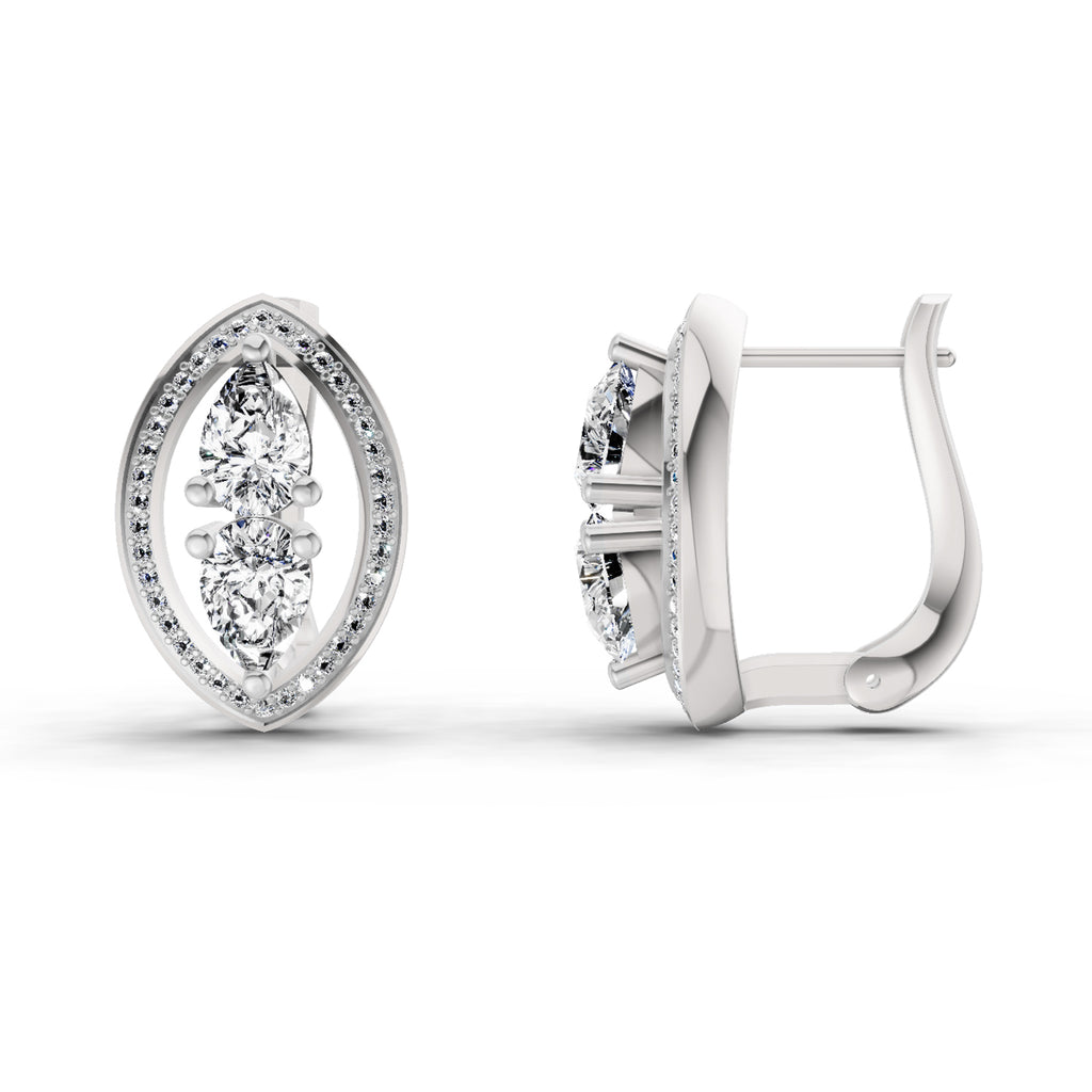 2.63 Carat Pear Shape Cluster Diamond Earrings 14K - White Gold