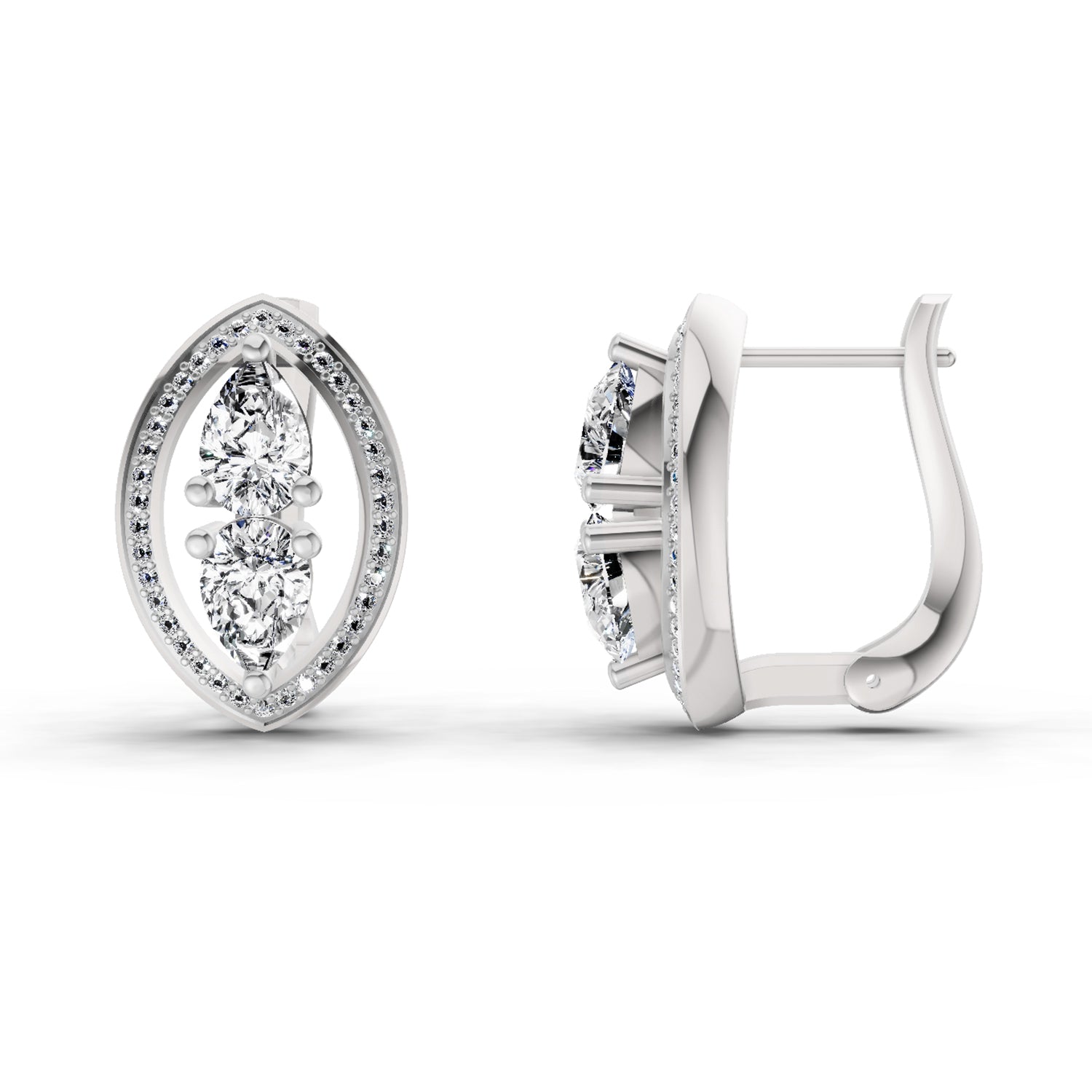 2.63 Carat Pear Shape Cluster Diamond Earrings 14K - White Gold