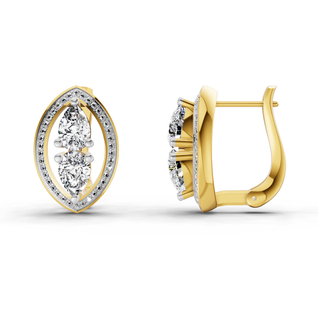 2.63 Carat Pear Shape Cluster Diamond Earrings 14K