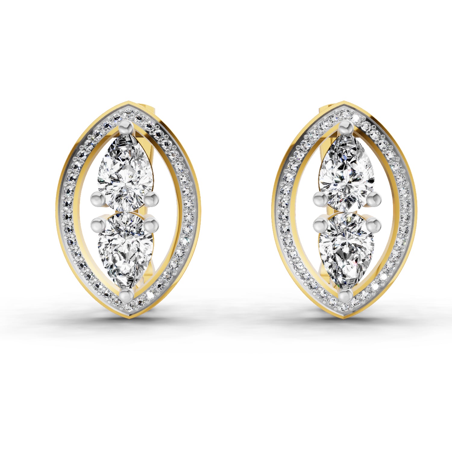 2.63 Carat Pear Shape Cluster Diamond Earrings 14K