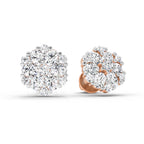 2.14 Carat Round Cluster Stud Earrings 14K - Rose Gold