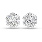 2.14 Carat Round Cluster Stud Earrings 14K - Rose Gold