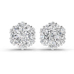 2.14 Carat Round Cluster Stud Earrings 14K - White Gold