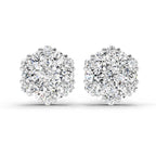 2.14 Carat Round Cluster Stud Earrings 14K
