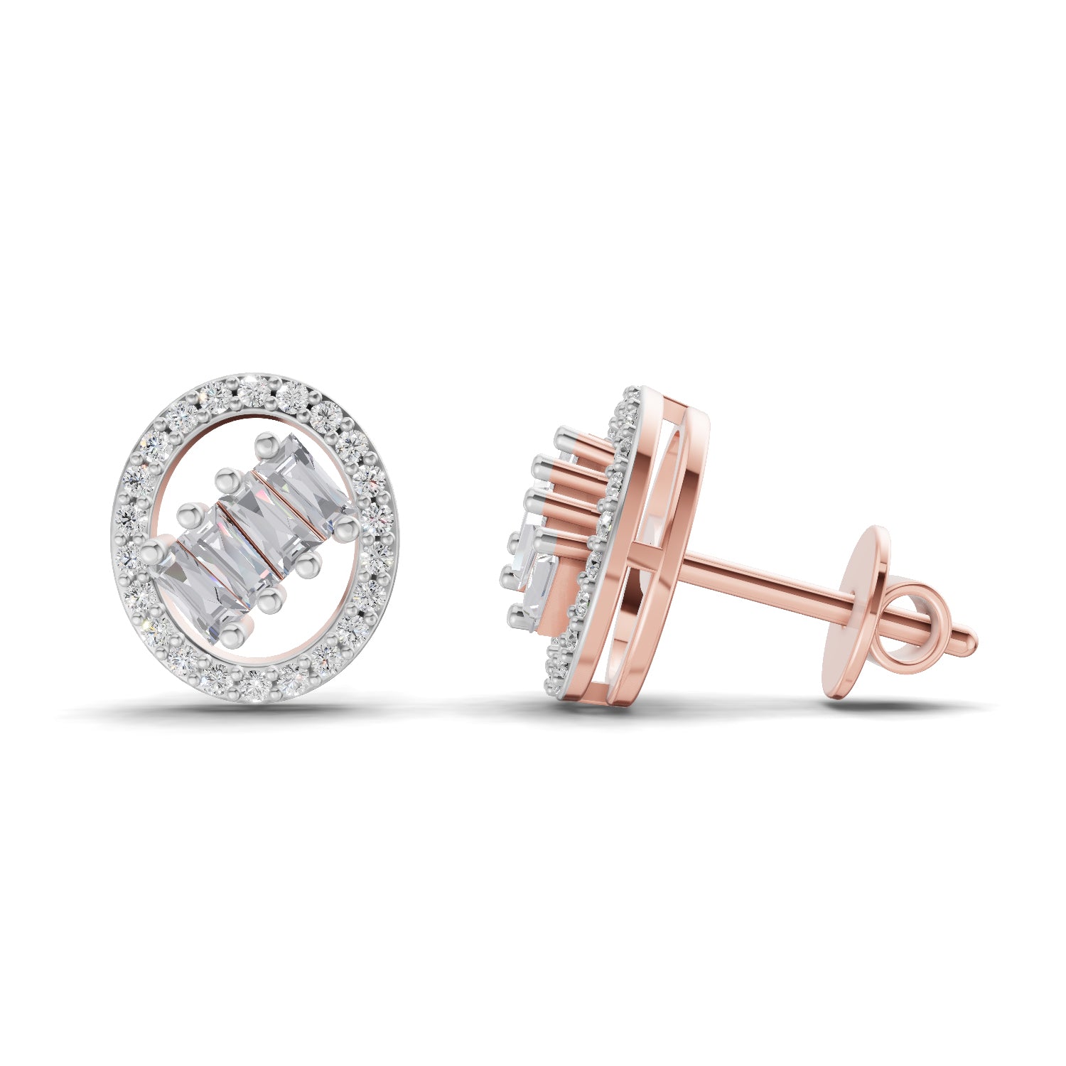 0.47 Carat Cluster Diamond Earrings 14K - Rose Gold