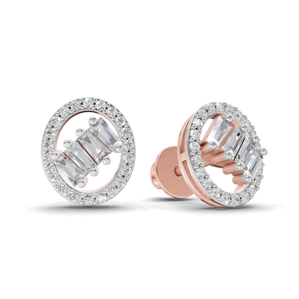 0.47 Carat Cluster Diamond Earrings 14K - Rose Gold