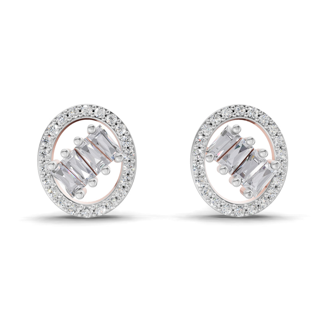 0.47 Carat Cluster Diamond Earrings 14K - Rose Gold