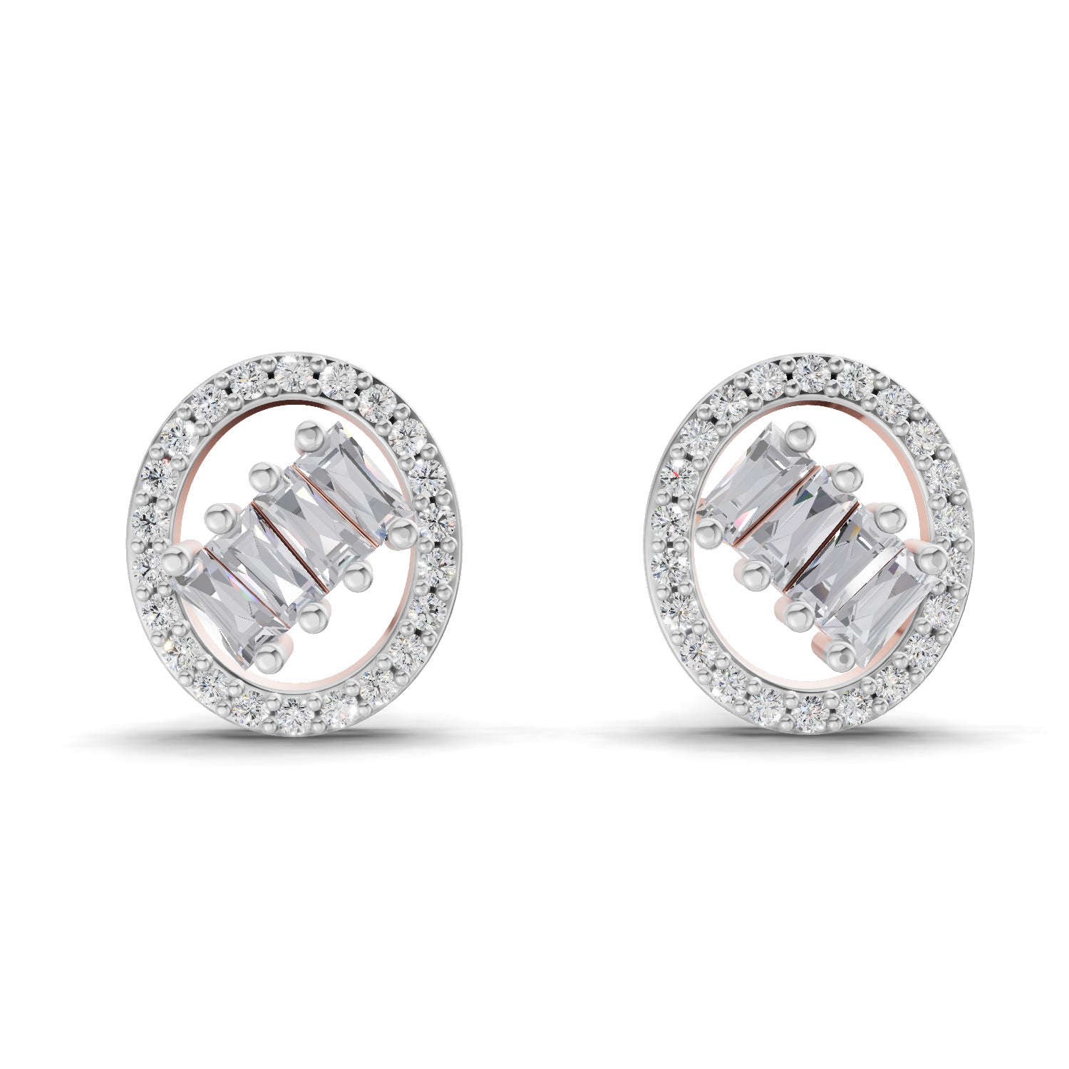 0.47 Carat Cluster Diamond Earrings 14K - Rose Gold