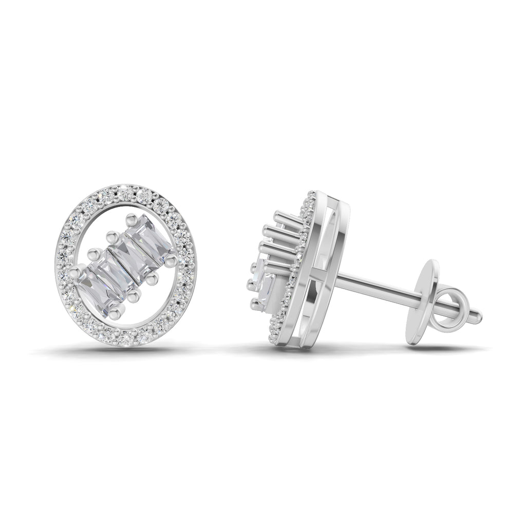 0.47 Carat Cluster Diamond Earrings 14K - White Gold