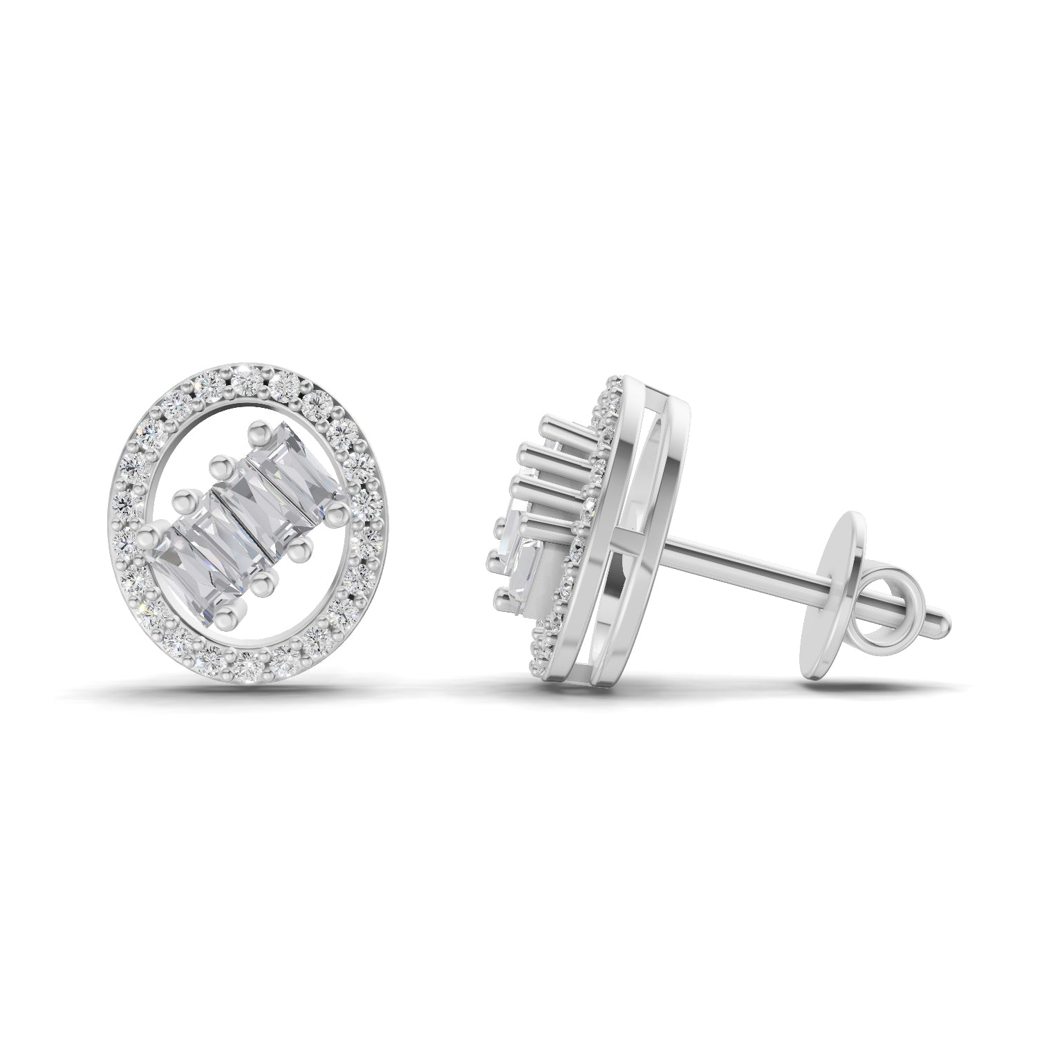 0.47 Carat Cluster Diamond Earrings 14K - White Gold
