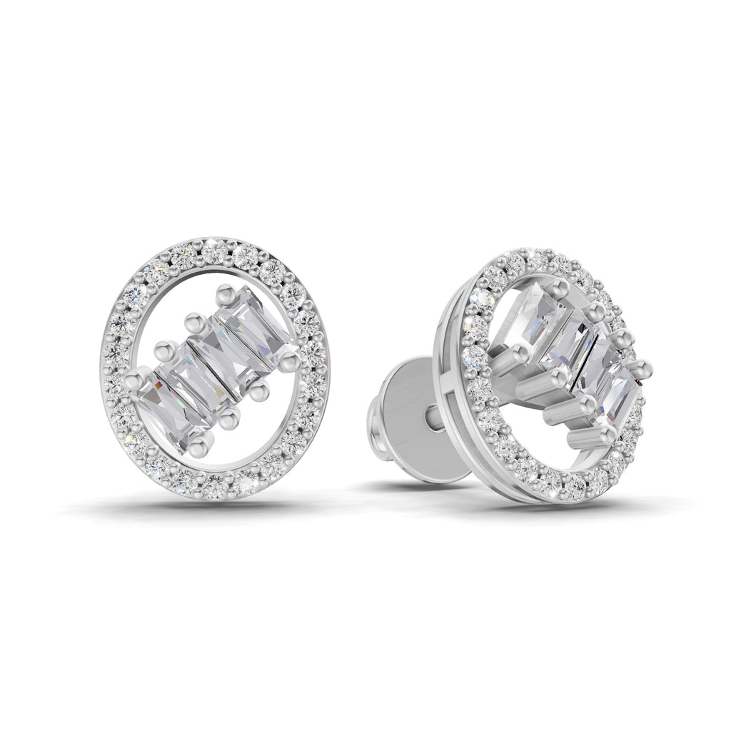 0.47 Carat Cluster Diamond Earrings 14K - White Gold