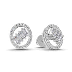 0.47 Carat Cluster Diamond Earrings 14K - White Gold