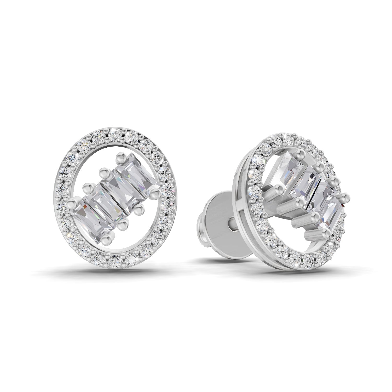 0.47 Carat Cluster Diamond Earrings 14K - White Gold