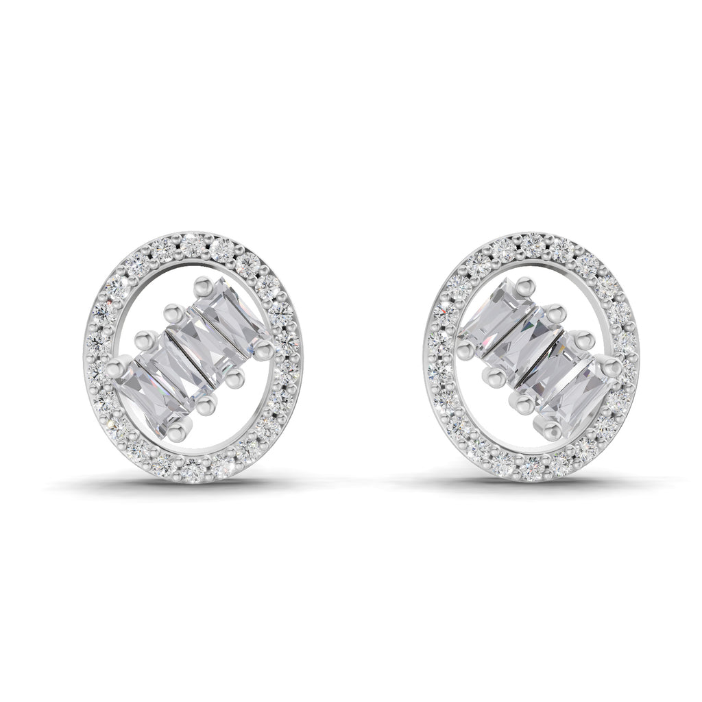 0.47 Carat Cluster Diamond Earrings 14K - White Gold