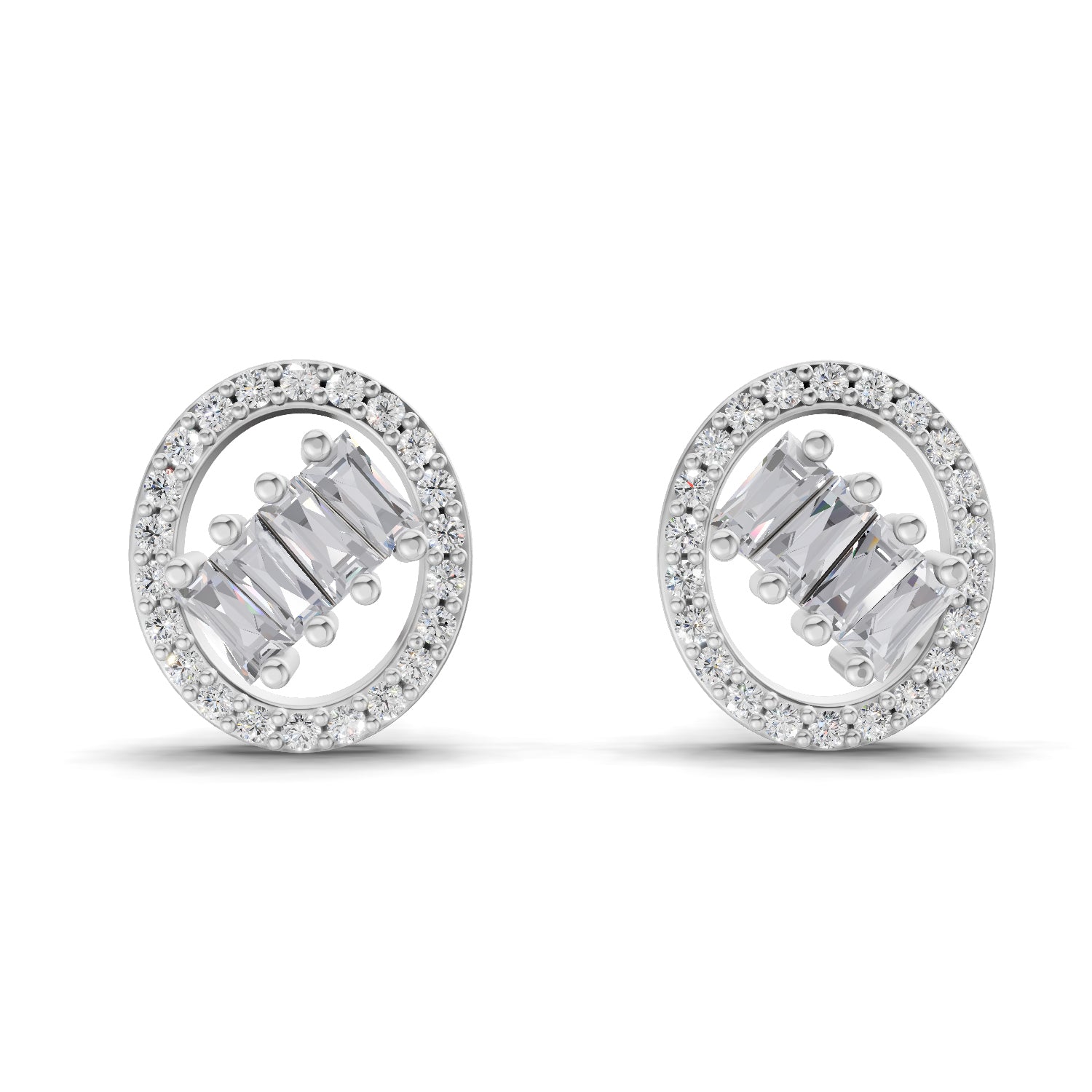 0.47 Carat Cluster Diamond Earrings 14K - White Gold