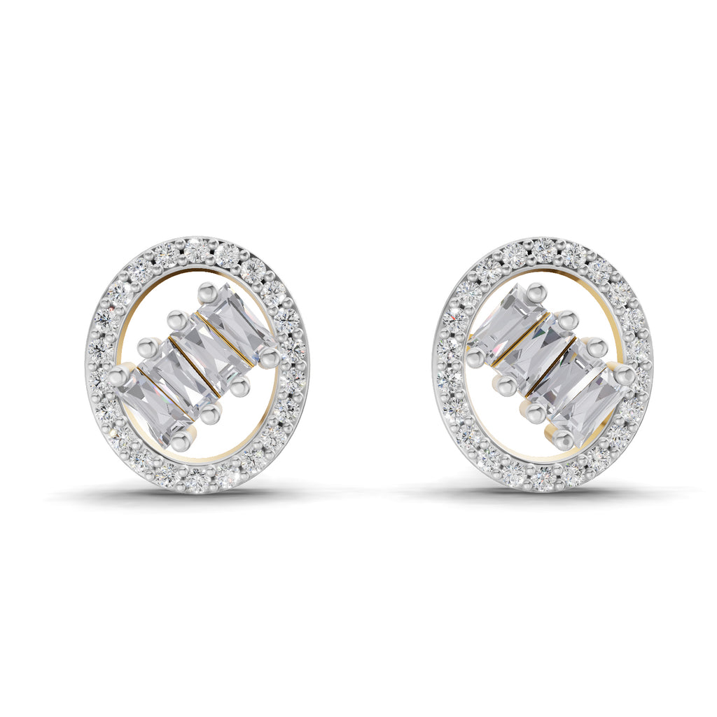 0.47 Carat Cluster Diamond Earrings 14K