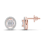 0.76 Carat Baguette Shape Cluster Diamond Earrings 14K - Rose Gold