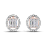 0.76 Carat Baguette Shape Cluster Diamond Earrings 14K - Rose Gold