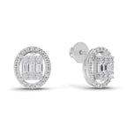 0.76 Carat Baguette Shape Cluster Diamond Earrings 14K - White Gold