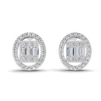0.76 Carat Baguette Shape Cluster Diamond Earrings 14K - White Gold