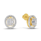 0.76 Carat Baguette Shape Cluster Diamond Earrings 14K