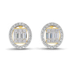 0.76 Carat Baguette Shape Cluster Diamond Earrings 14K