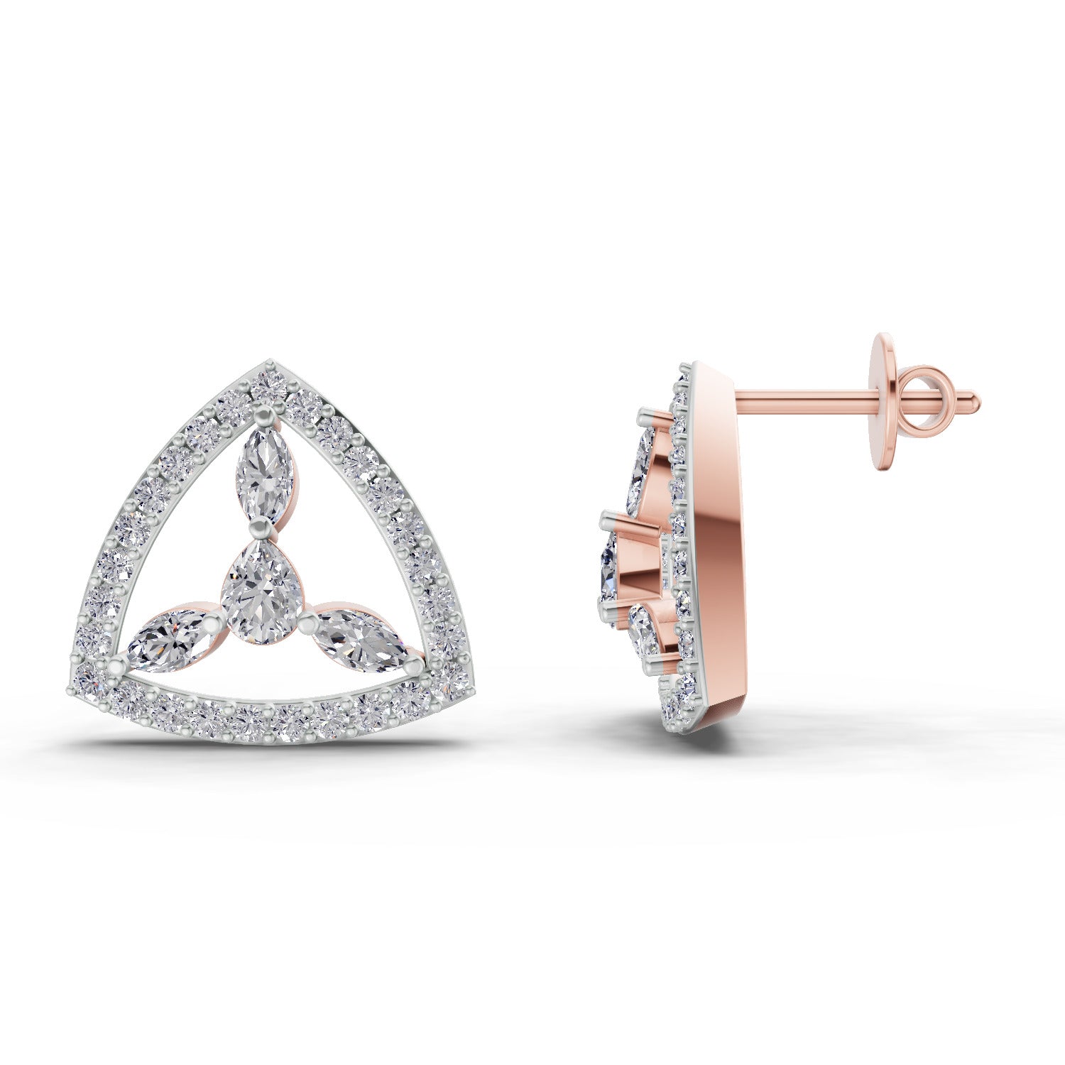 1.42 Carat Eterna Trinity Diamond Earrings 14K - Rose Gold