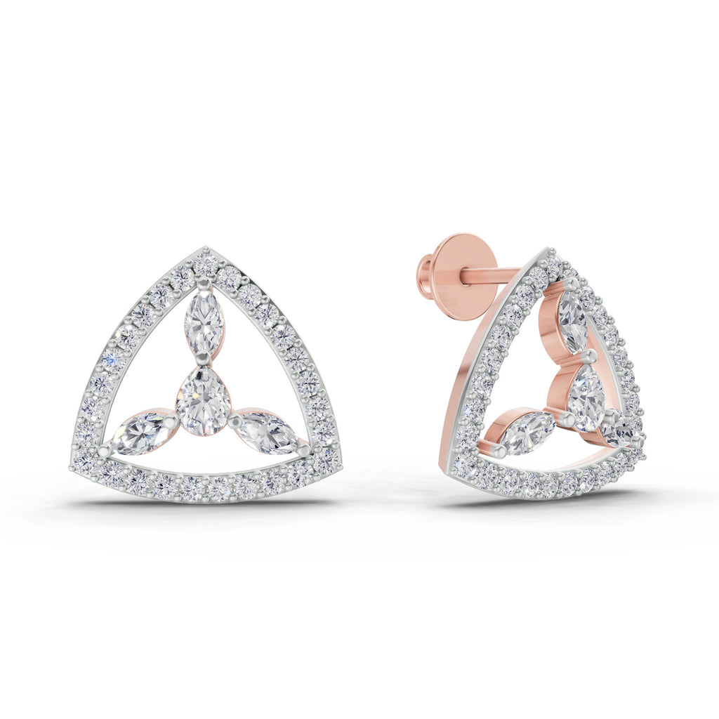 1.42 Carat Eterna Trinity Diamond Earrings 14K - Rose Gold