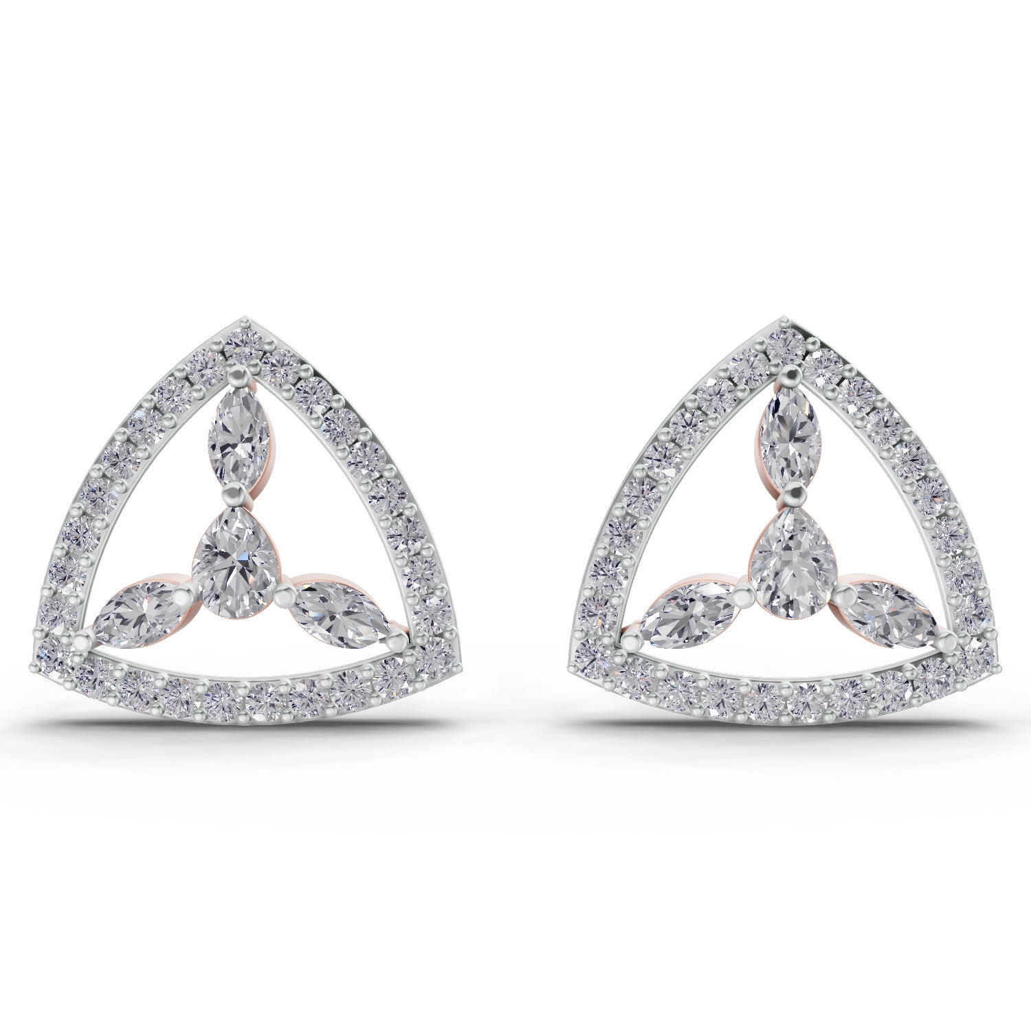 1.42 Carat Eterna Trinity Diamond Earrings 14K - Rose Gold