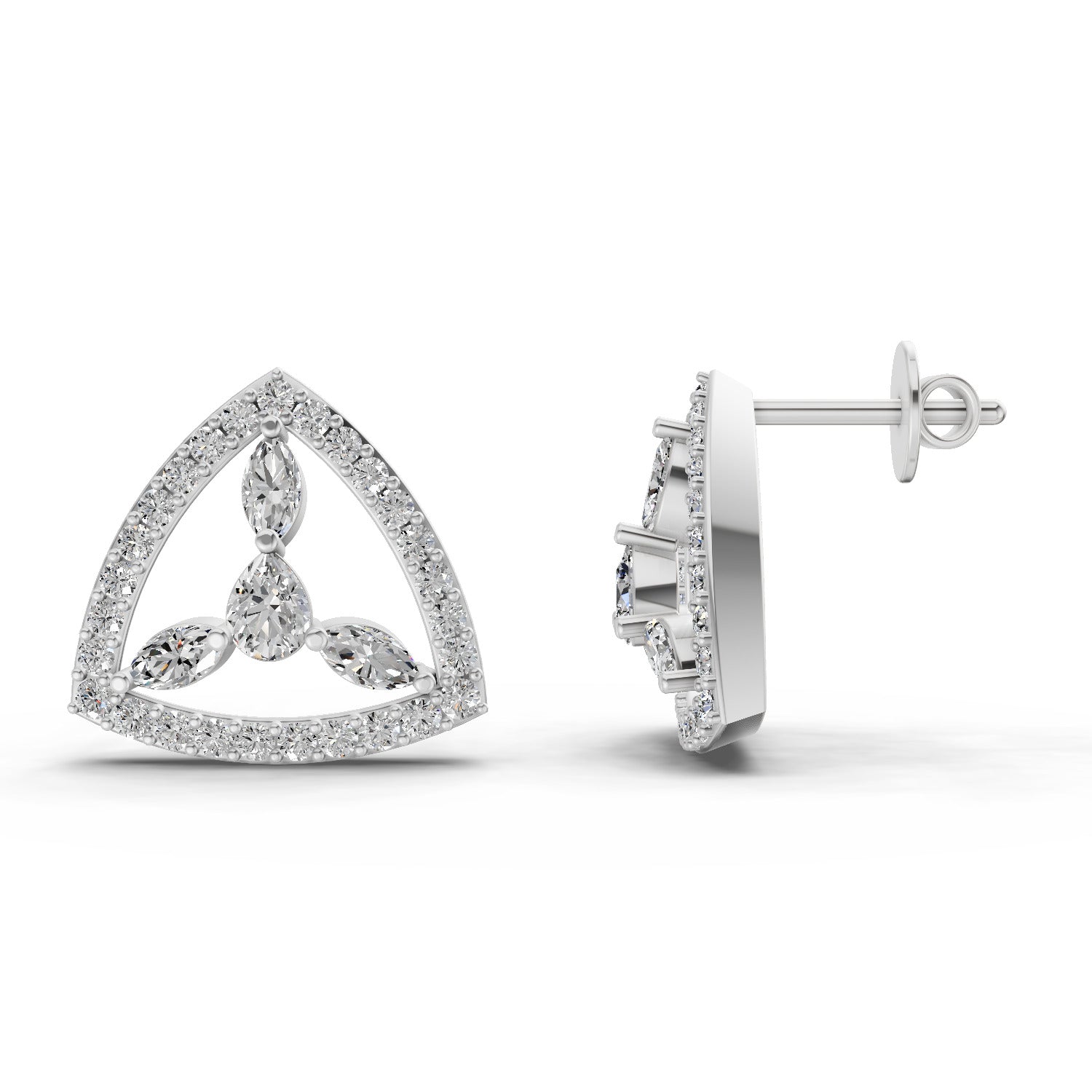 1.42 Carat Eterna Trinity Diamond Earrings 14K - White Gold