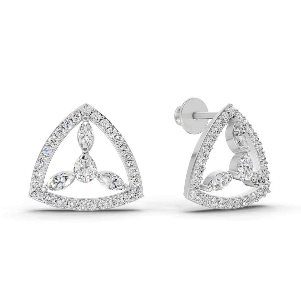 1.42 Carat Eterna Trinity Diamond Earrings 14K - White Gold