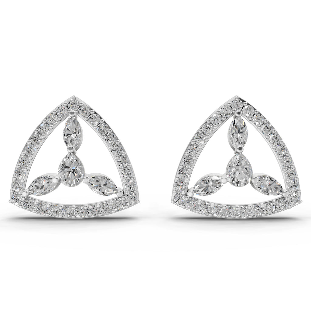 1.42 Carat Eterna Trinity Diamond Earrings 14K - White Gold
