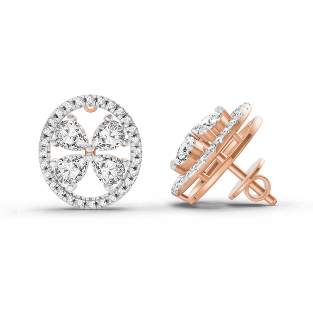 1.8 Carat Clover Earrings 14K - Rose Gold
