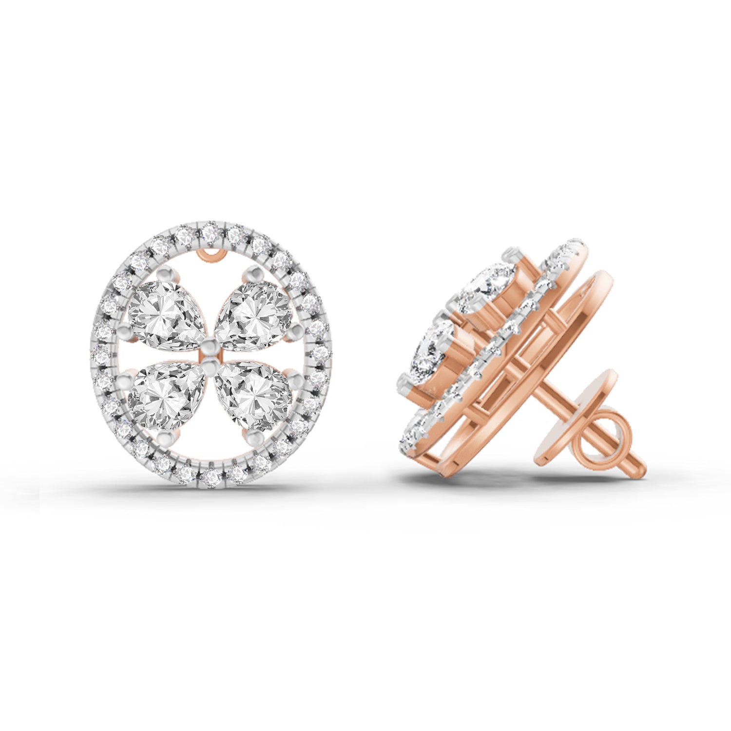 1.8 Carat Clover Earrings 14K - Rose Gold