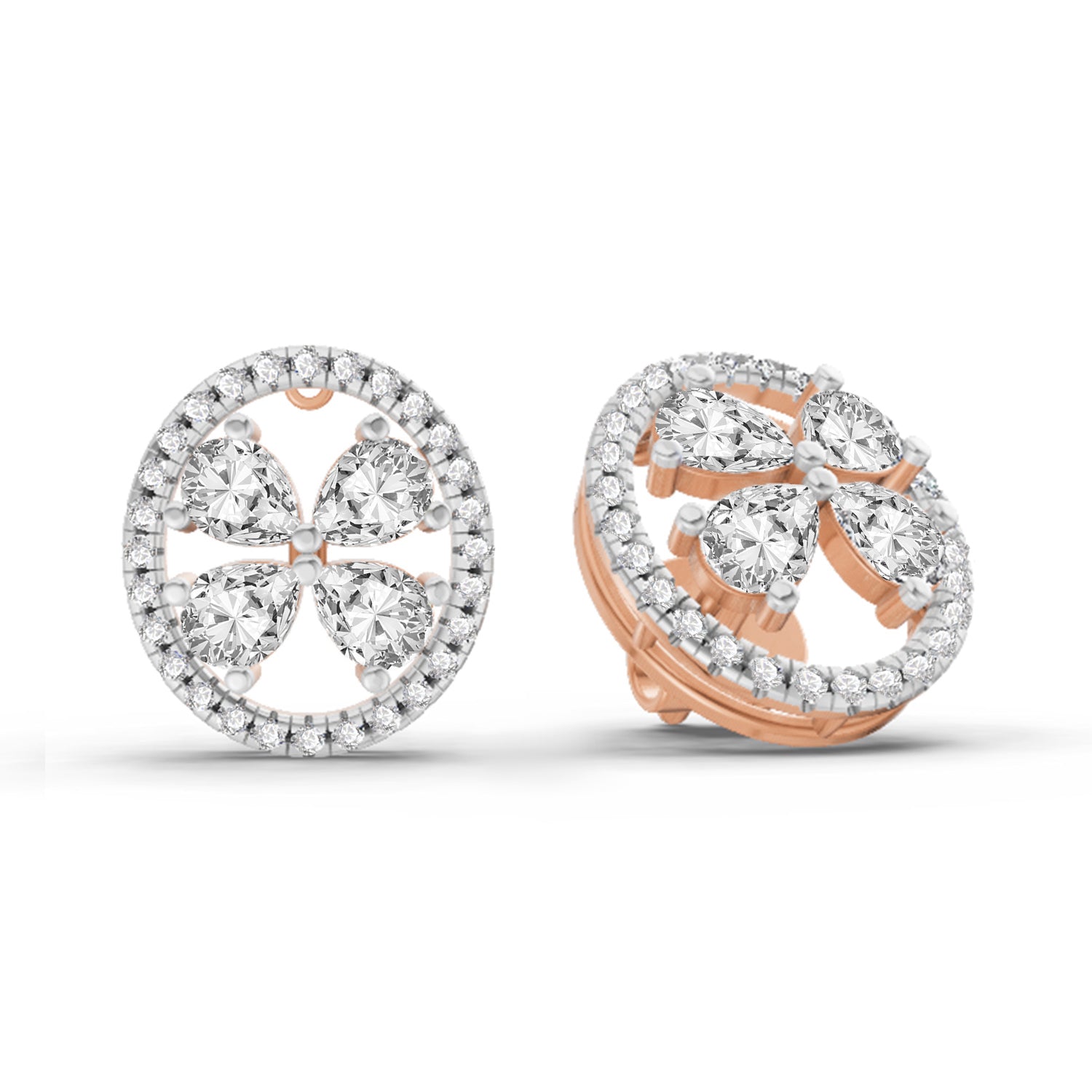 1.8 Carat Clover Earrings 14K - Rose Gold