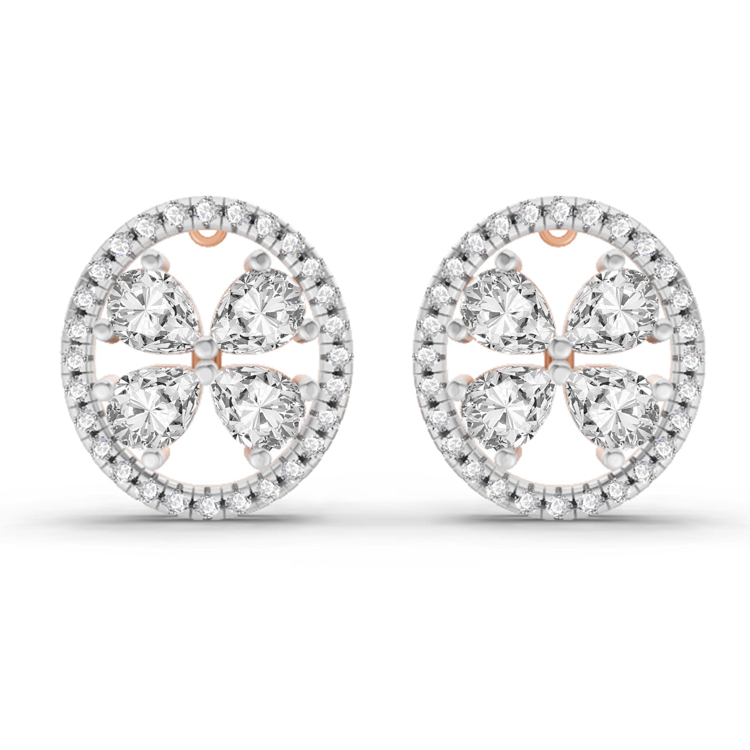 1.8 Carat Clover Earrings 14K - Rose Gold