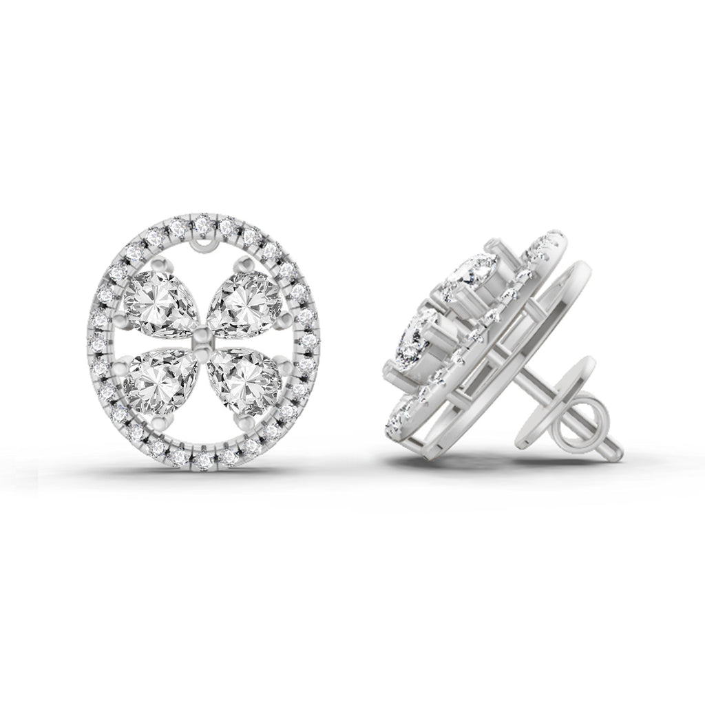1.8 Carat Clover Earrings 14K - White Gold