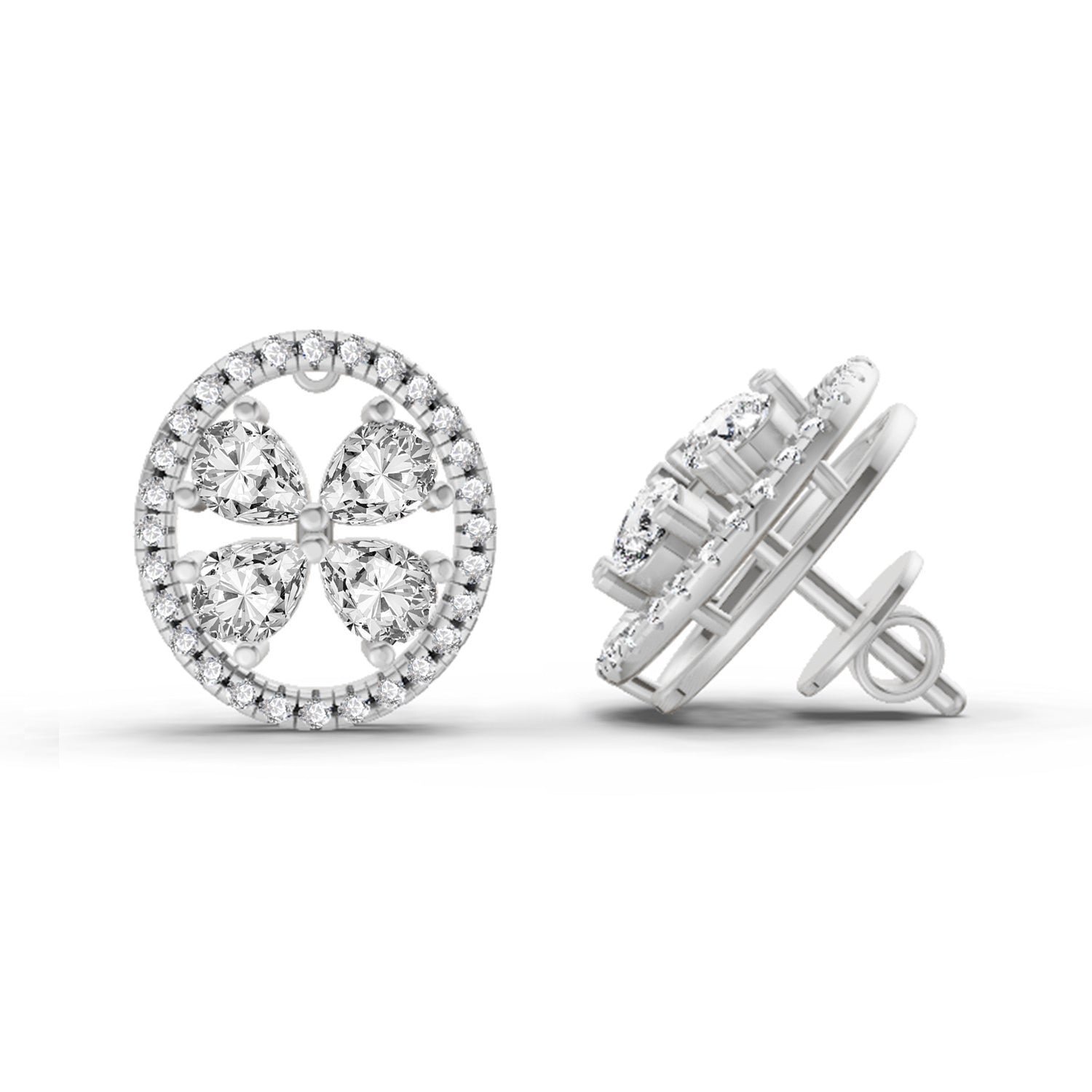 1.8 Carat Clover Earrings 14K - White Gold