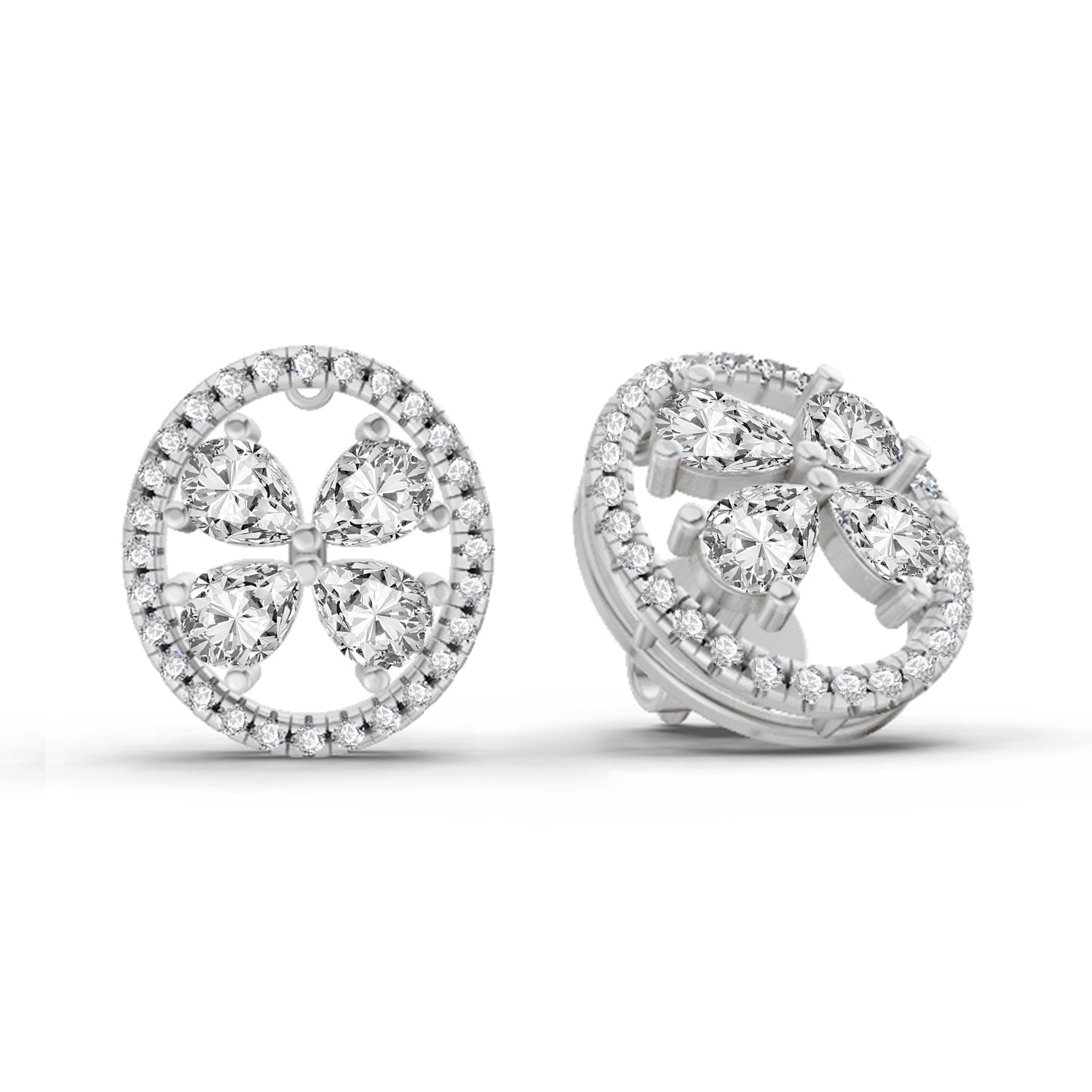 1.8 Carat Clover Earrings 14K - White Gold
