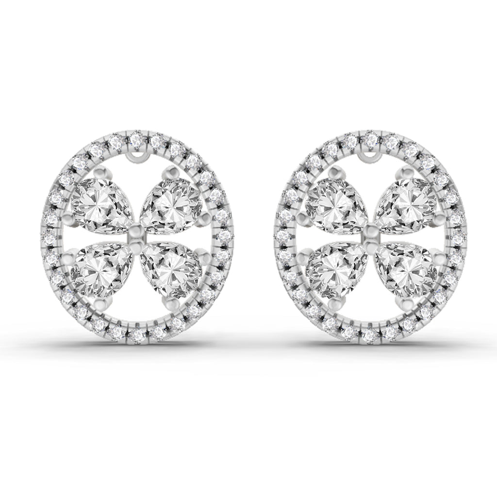 1.8 Carat Clover Earrings 14K - White Gold