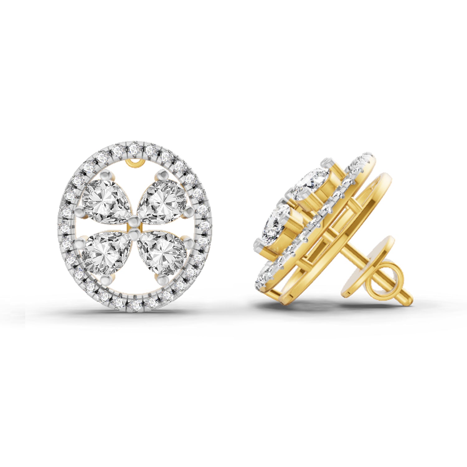 1.8 Carat Clover Earrings 14K