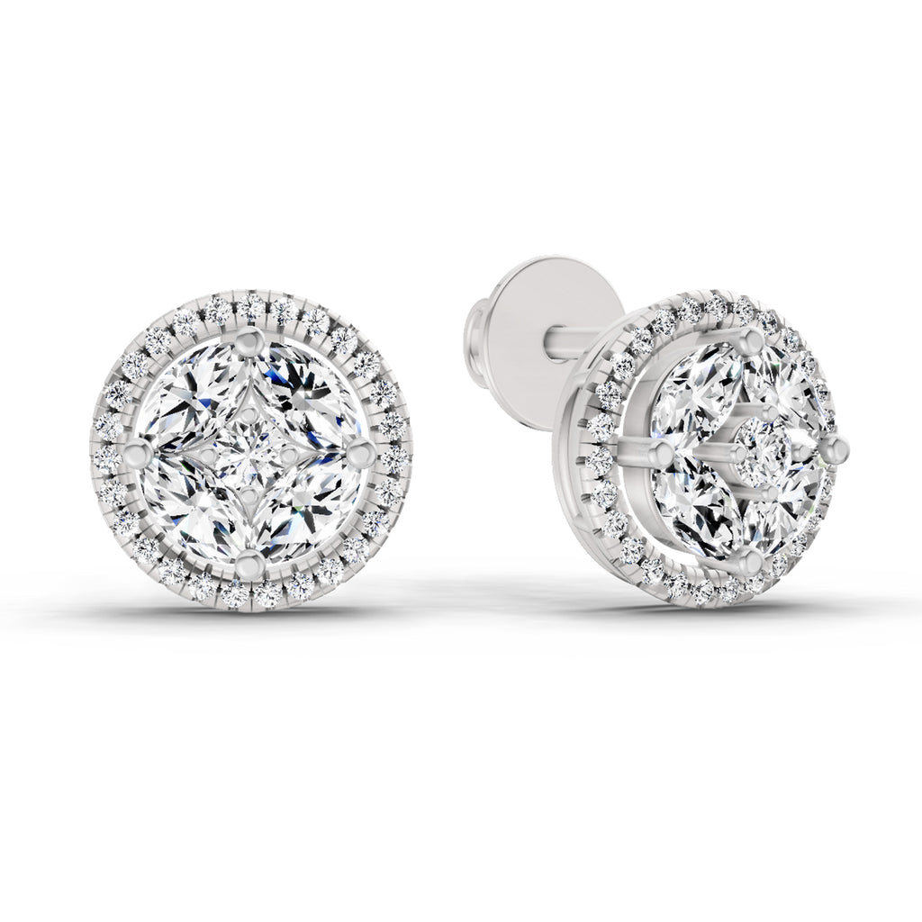 0.79 Carat Marquise Shape Cluster Diamond Earrings 14K - White Gold