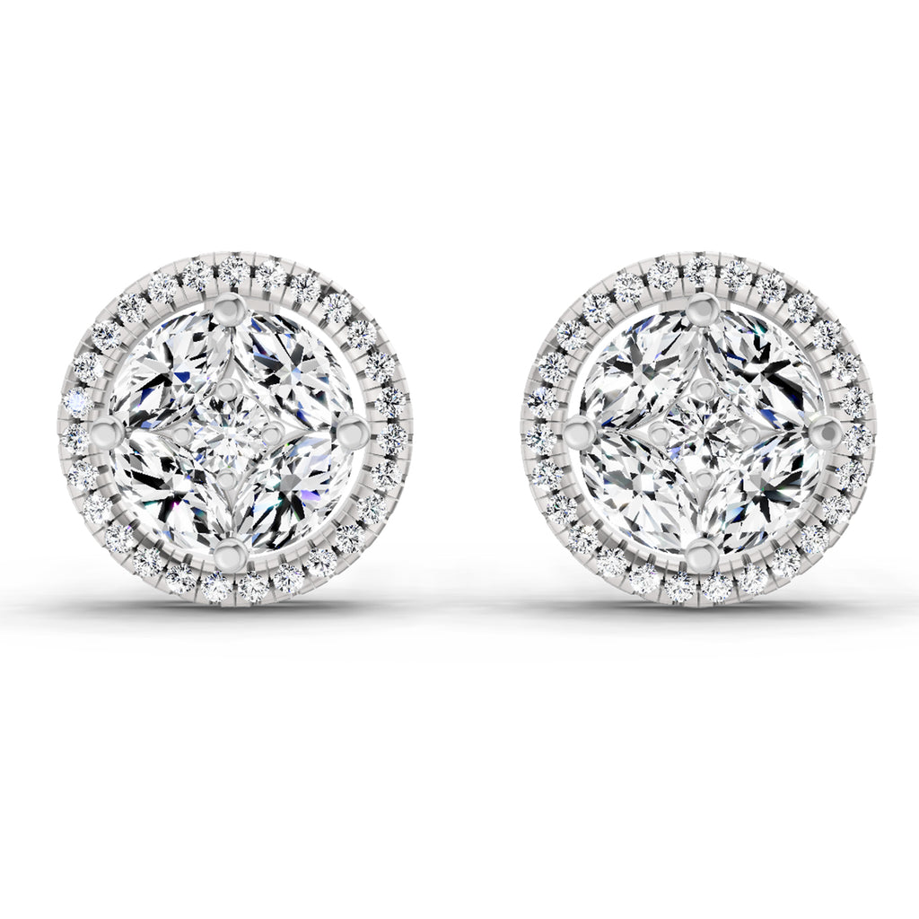 0.79 Carat Marquise Shape Cluster Diamond Earrings 14K - White Gold