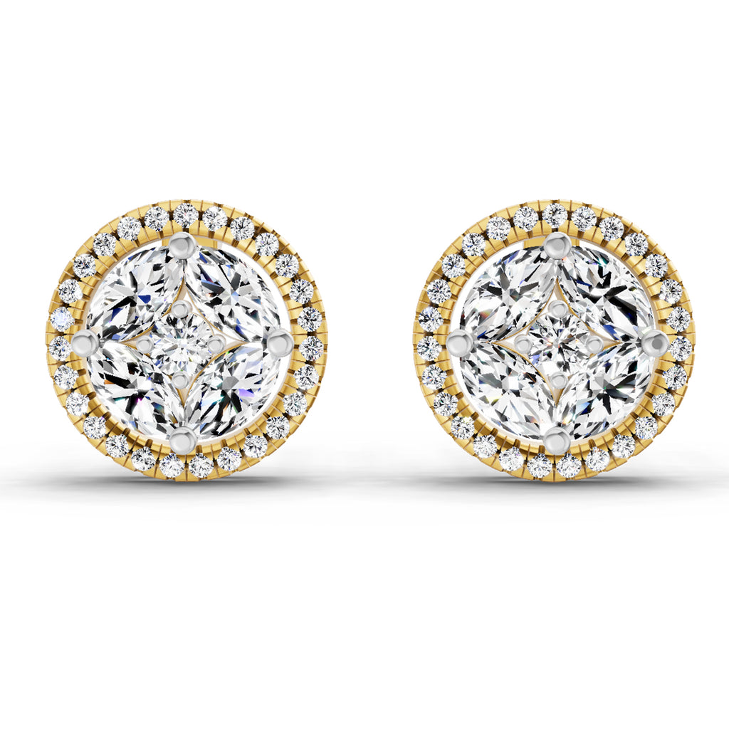 0.79 Carat Marquise Shape Cluster Diamond Earrings 14K