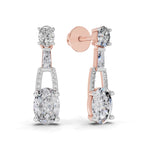 2.4 Carat Oval Shape Dangle Diamond Earrings 14K - Rose Gold