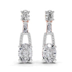 2.4 Carat Oval Shape Dangle Diamond Earrings 14K - Rose Gold