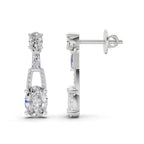 2.4 Carat Oval Shape Dangle Diamond Earrings 14K - White Gold