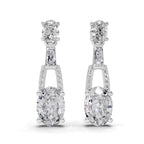 2.4 Carat Oval Shape Dangle Diamond Earrings 14K - White Gold